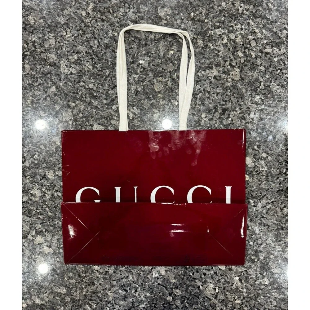 Gucci Shopping Gift Red Burgundy Dust Bag Receipt Holder 19